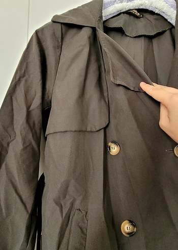 s Beden Düğmeli Asker Yeşili Uzun Kadın Trençkot