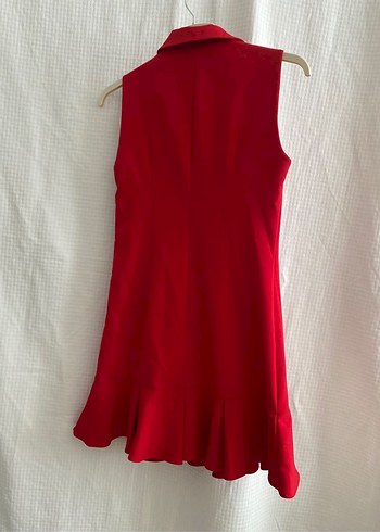 Kolsuz Kırmızı Mini İş Elbisesi - Görsel 4