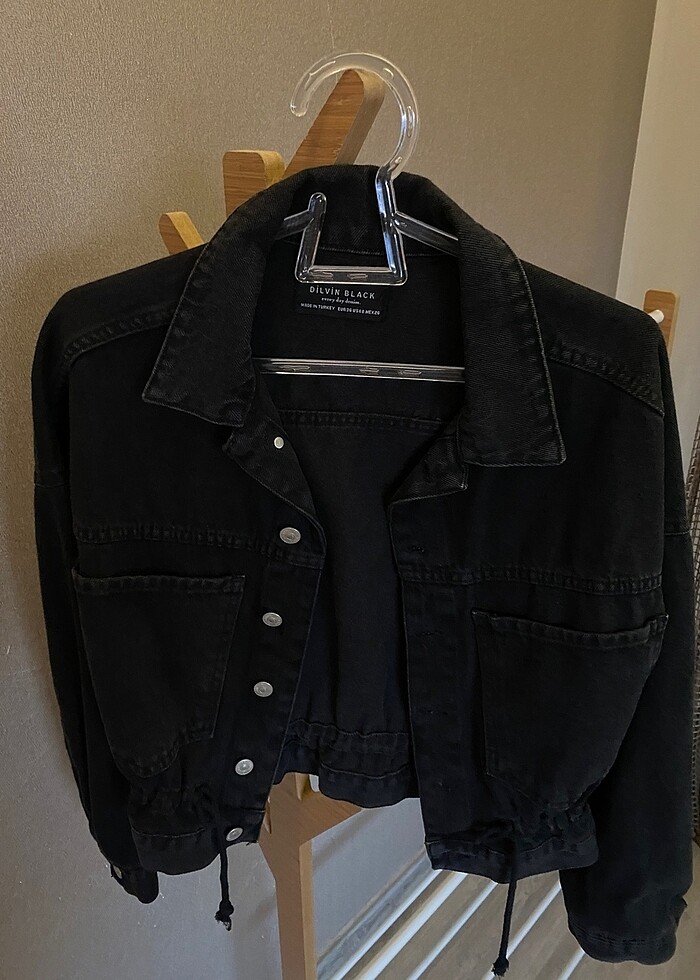 Belden büzgülü detaylı kot ceket - Görsel 3