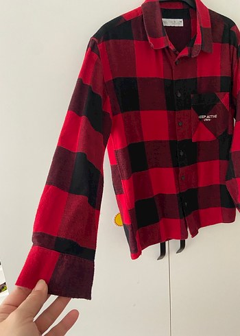 Düğmeli Kırmızı Kareli erkek çocuk gömlek - Görsel 4