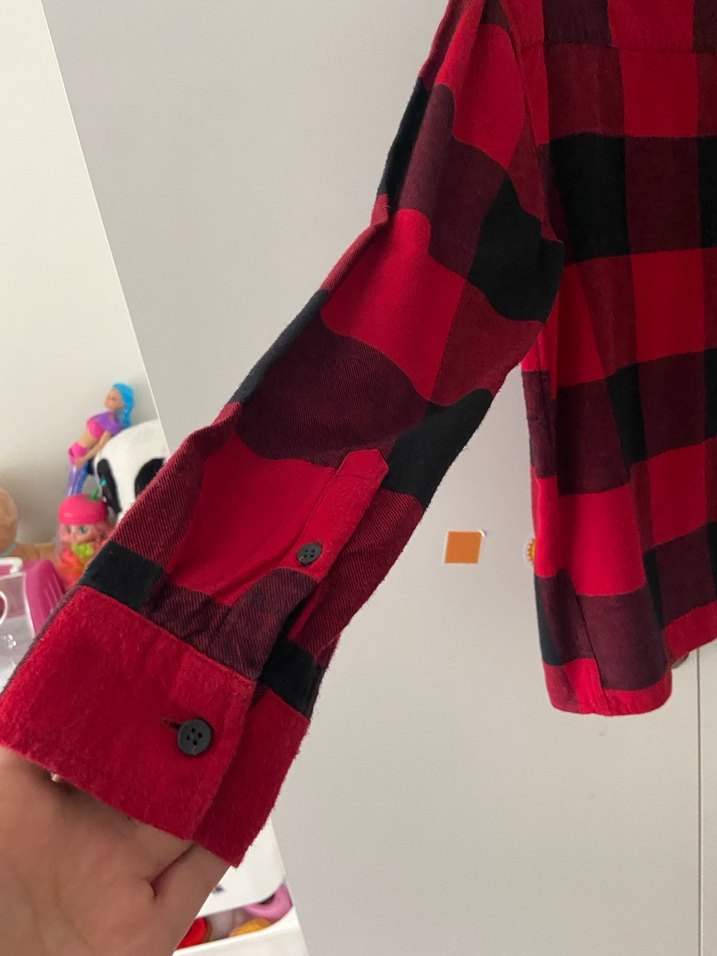 Düğmeli Kırmızı Kareli erkek çocuk gömlek - Görsel 3