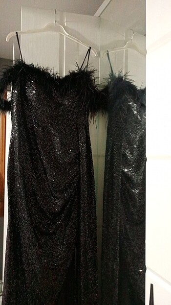 Siyah otris ip askılı size kadar yırtmac severek aldıgım esnek - Görsel 6