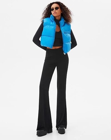 Bershka Bershka Mavi Crop Yelek