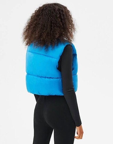 m Beden Bershka Mavi Crop Yelek
