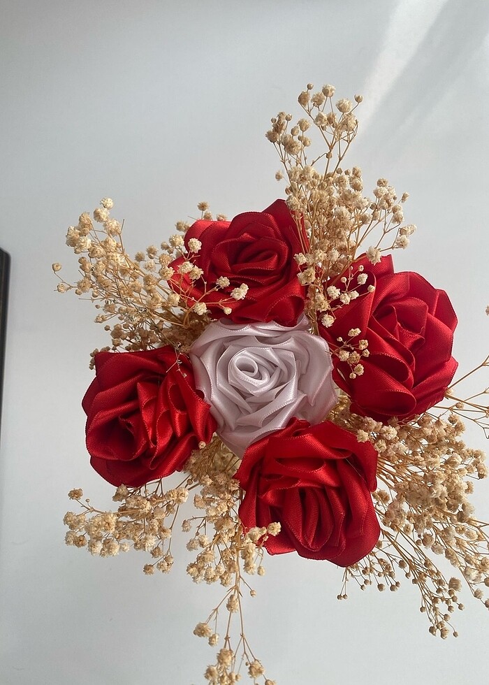 El yapımı kurdele çiçek - Görsel 2