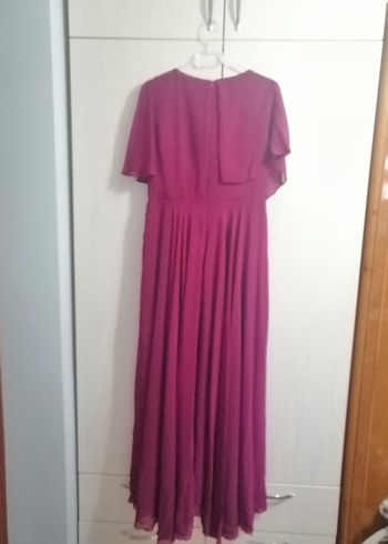 Bordo İşlemeli Uzun Abiye Elbise - Görsel 3