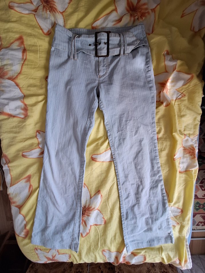 Gri Midi Boy Kemerli Kadın Kot Pantolon - Görsel 2