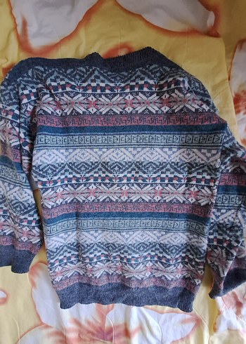 Bohem Gri Desenli Triko Kadın Kazak - Görsel 4