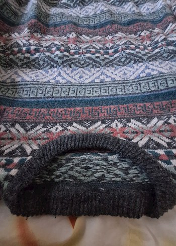 Bohem Gri Desenli Triko Kadın Kazak - Görsel 3