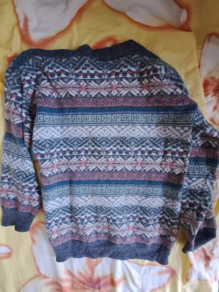 Bohem Gri Desenli Triko Kadın Kazak - Görsel 4