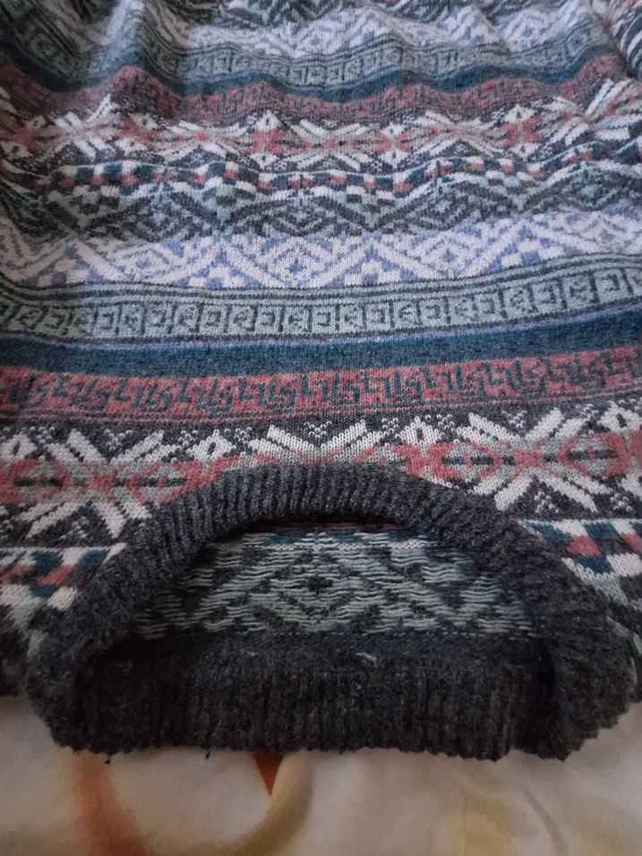 Bohem Gri Desenli Triko Kadın Kazak - Görsel 3