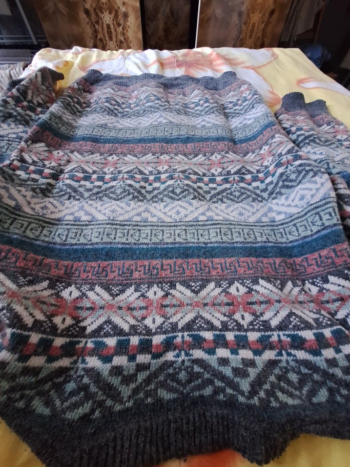 Bohem Gri Desenli Triko Kadın Kazak - Görsel 5