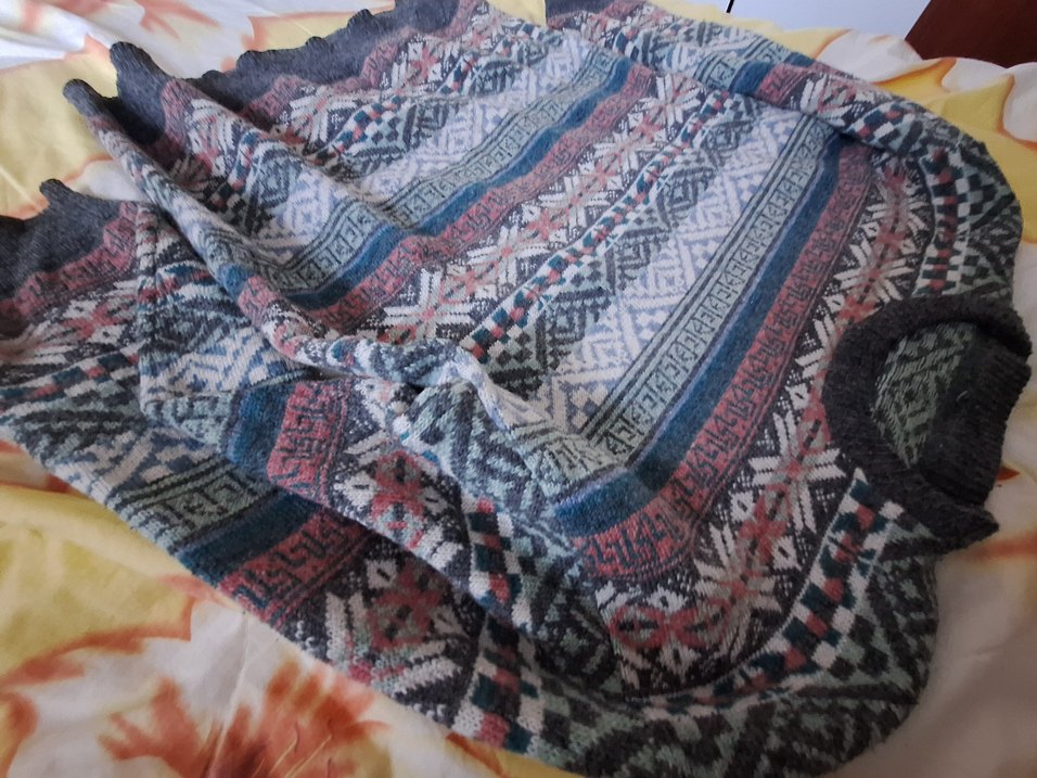 Bohem Gri Desenli Triko Kadın Kazak - Görsel 2