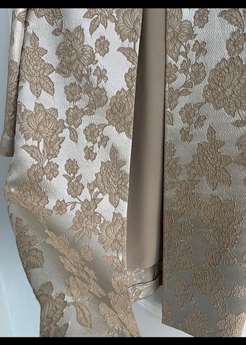 Bej Drapeli Kolsuz Uzun Kadın Takım - Görsel 2