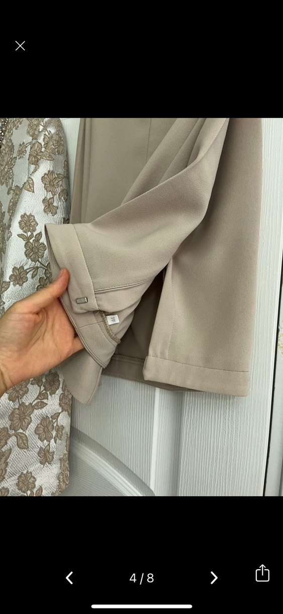 Bej Drapeli Kolsuz Uzun Kadın Takım - Görsel 5