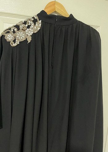 Siyah Drapeli Uzun Kadın Elbise - Görsel 4