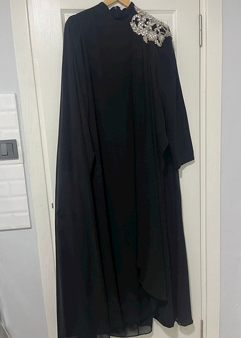 Siyah Drapeli Uzun Kadın Elbise - Görsel 2