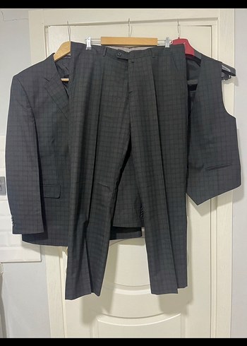 Klasik Gri Erkek Takım Elbise Üçlü Set - Görsel 3