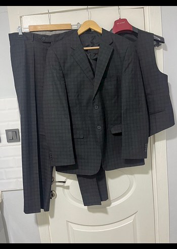 Klasik Gri Erkek Takım Elbise Üçlü Set - Görsel 2