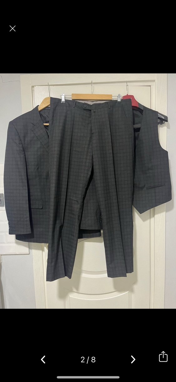 Klasik Gri Erkek Takım Elbise Üçlü Set - Görsel 3