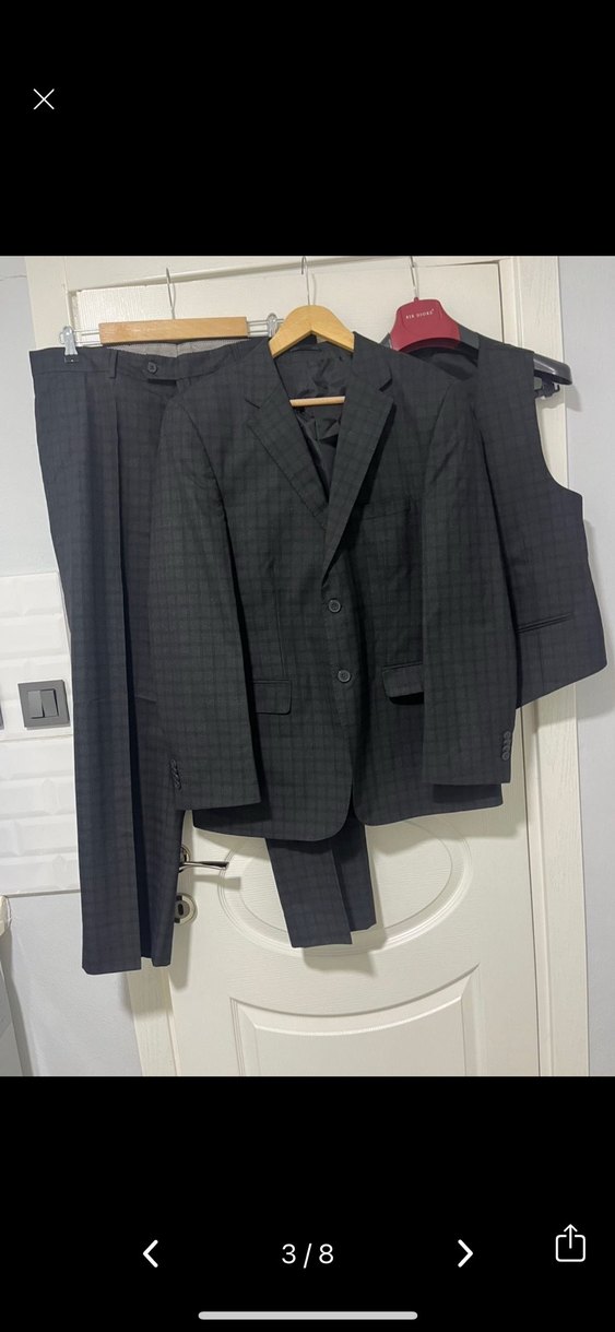 Klasik Gri Erkek Takım Elbise Üçlü Set - Görsel 2