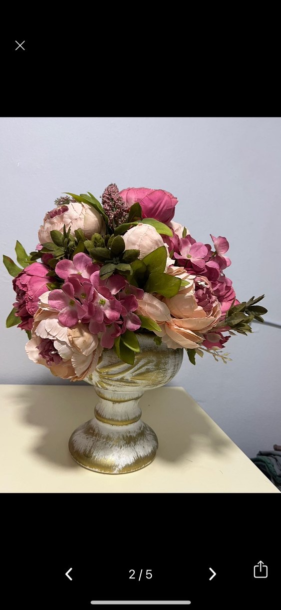 Pembe Pastel Vazo ve Yapay Çiçek Aranjmanı - Görsel 2