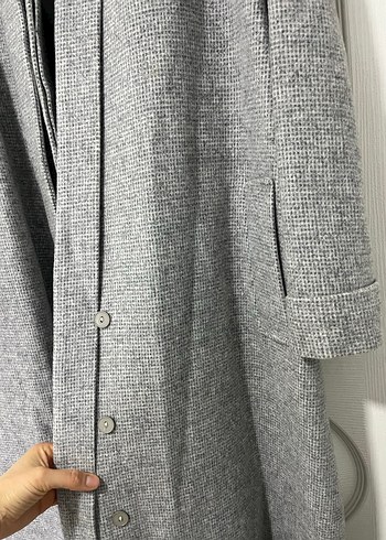 Açık Gri Uzun Kaban - Görsel 7