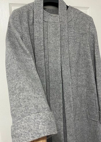 Açık Gri Uzun Kaban - Görsel 5