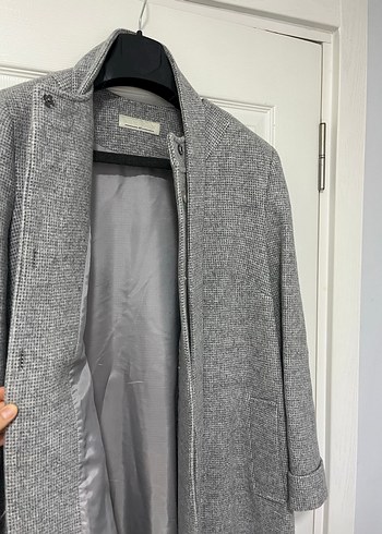 Açık Gri Uzun Kaban - Görsel 3