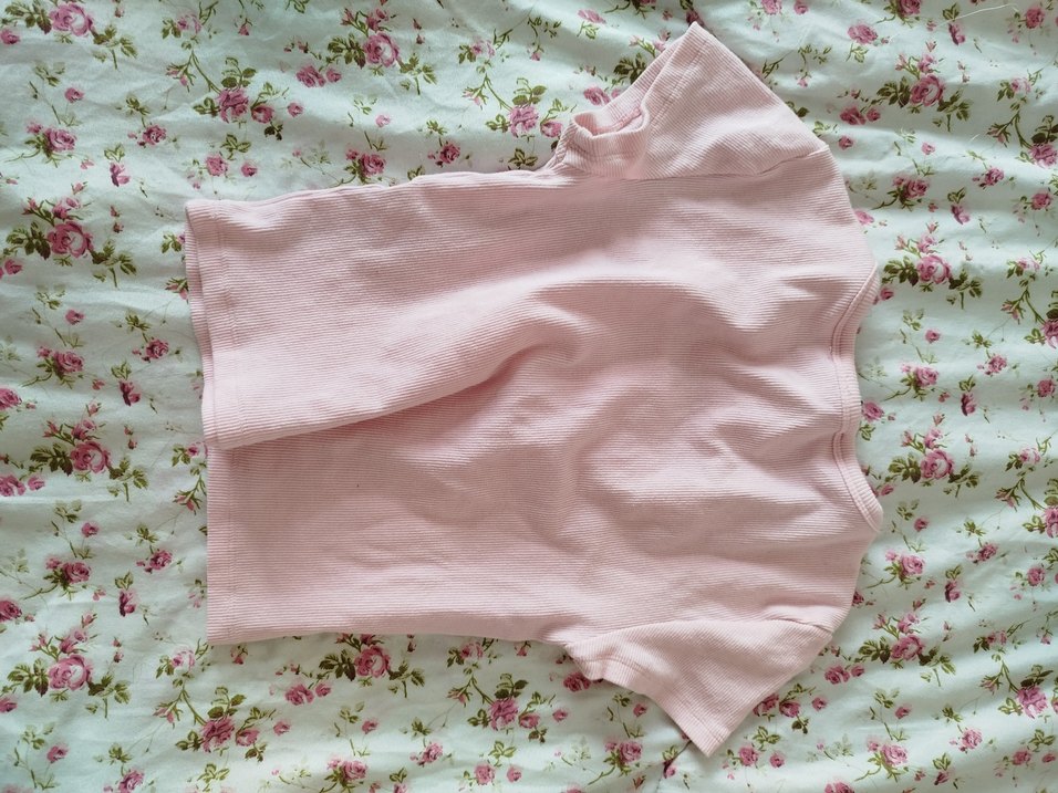 Kız Çocuk Pembe Düğmeli Kısa Kollu Tişört - Görsel 4