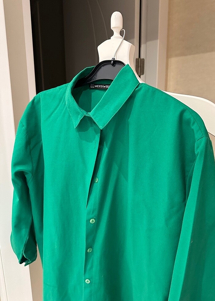 Yesil Poplin Gomlek - Görsel 2