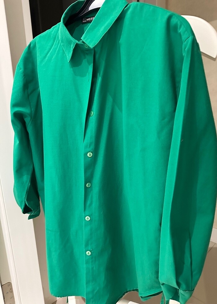 Yesil Poplin Gomlek - Görsel 3