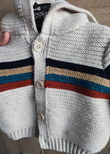 Erkek Çocuk Kapüşonlu Triko Hırka - Görsel 3