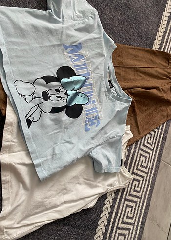 Kız Çocuk Kahverengi Straplez Baskılı Tişört - Görsel 3