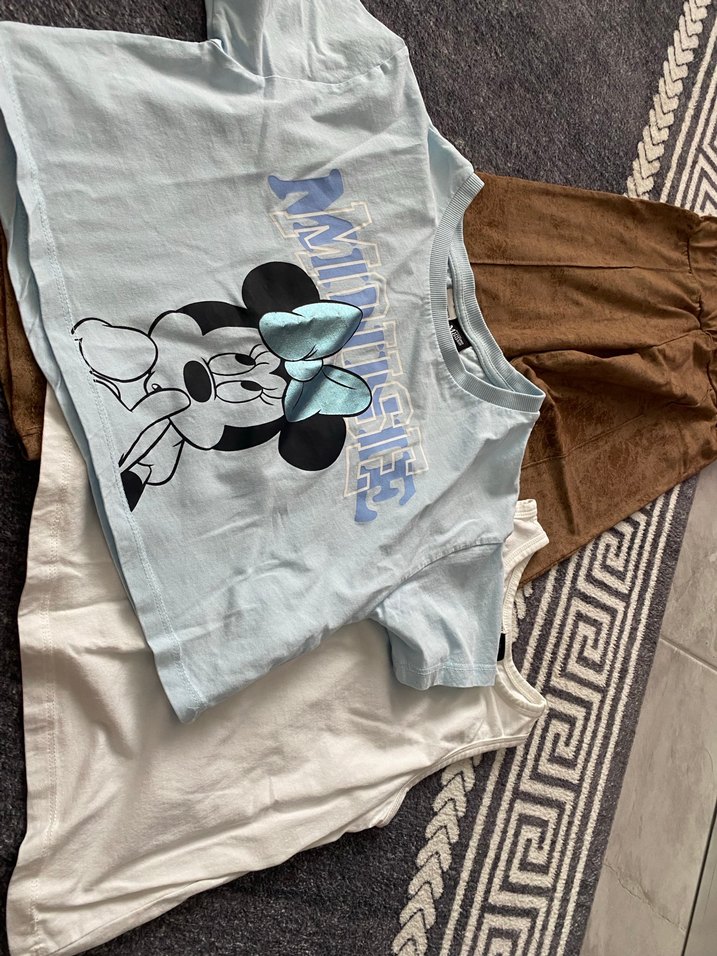 Kız Çocuk Kahverengi Straplez Baskılı Tişört - Görsel 3