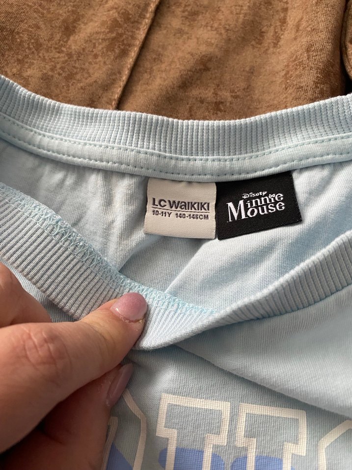 Kız Çocuk Kahverengi Straplez Baskılı Tişört - Görsel 4