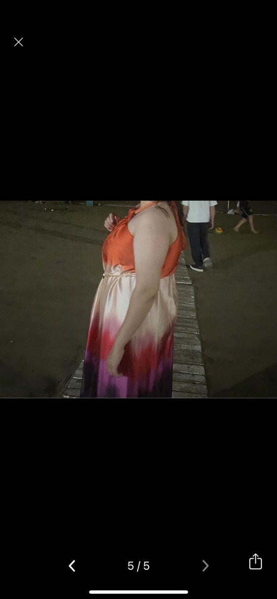 Drapeli Çok Renkli Uzun Straplez Elbise - Görsel 4