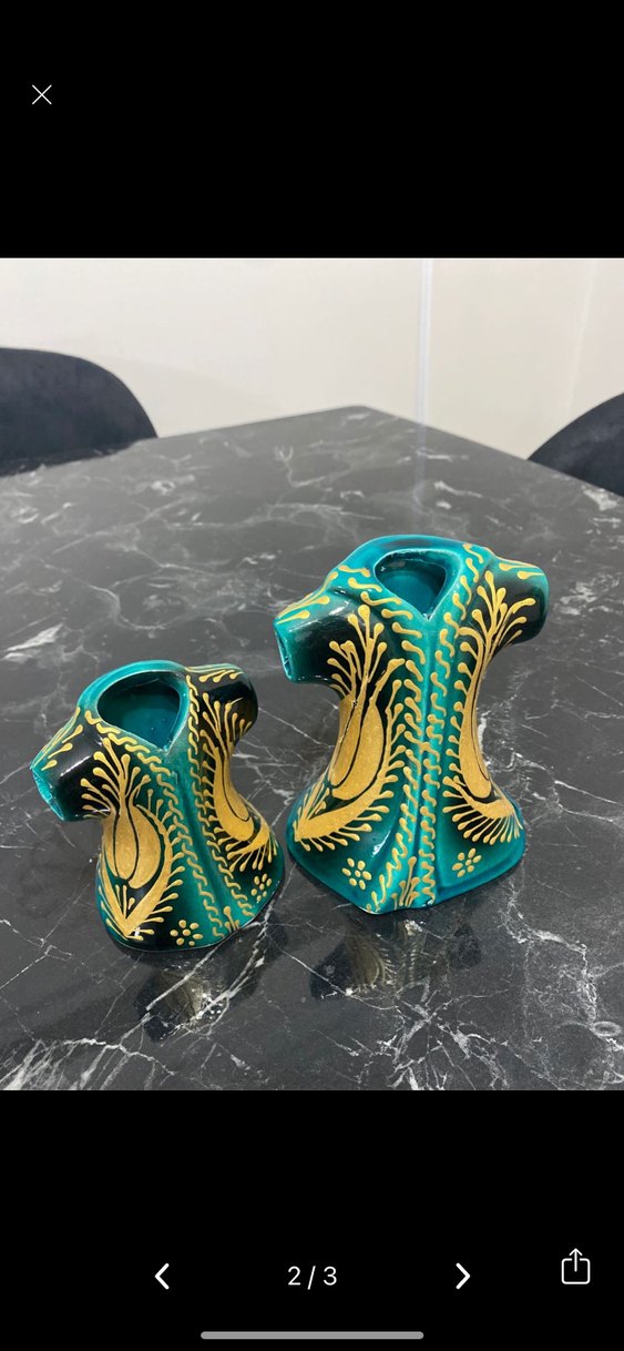 Turkuaz Renkli Dekoratif Vazo Seti - Görsel 2