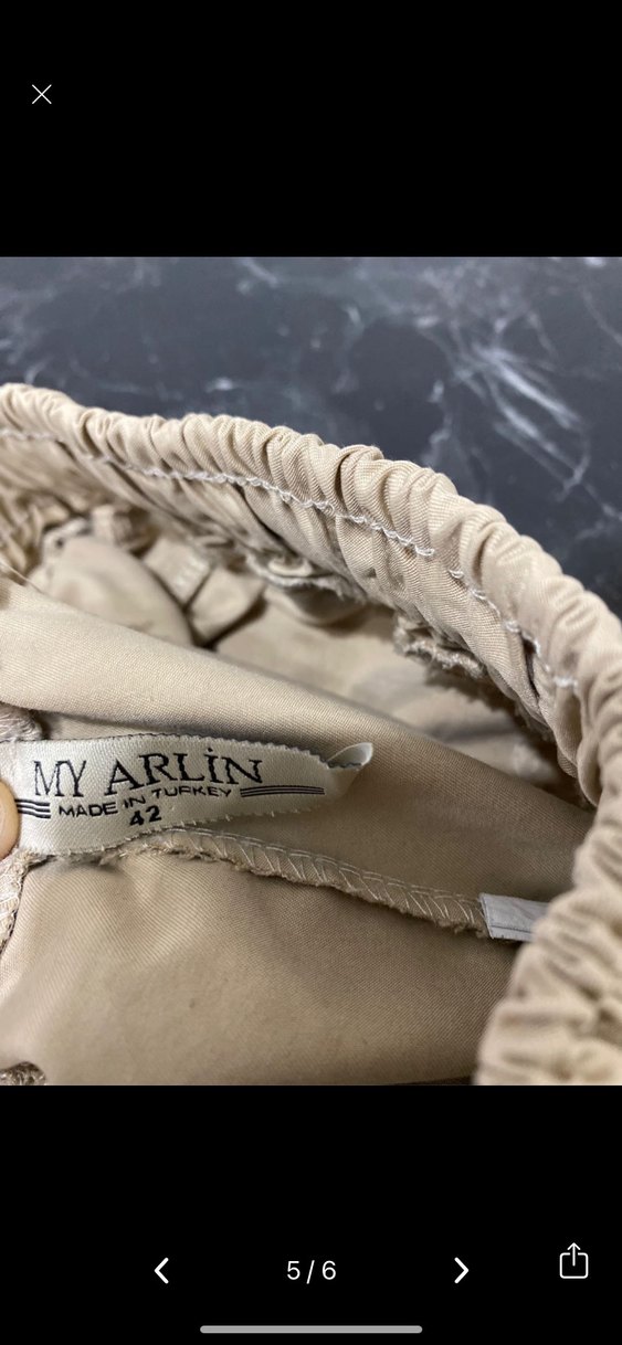 Bej Salaş Kadın Kumaş Pantolon - Görsel 4