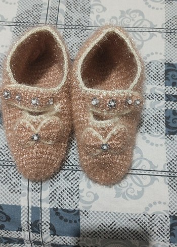 Nakışlı Bej Kız Çocuk patik - Görsel 2