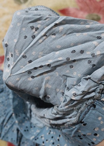 Mavi Bağlama Desenli Uzun Hamile Eteği - Görsel 3