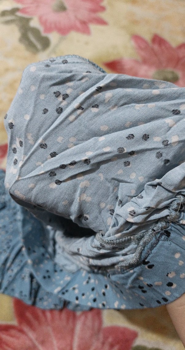 Mavi Bağlama Desenli Uzun Hamile Eteği - Görsel 3