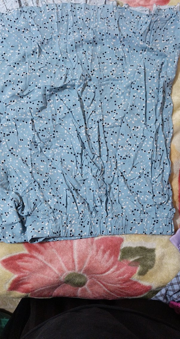 Mavi Bağlama Desenli Uzun Hamile Eteği - Görsel 4