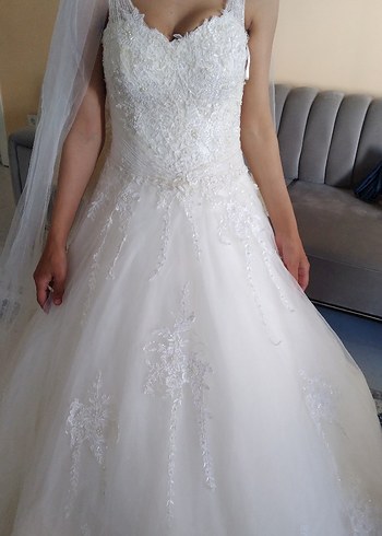 Straplez Beyaz Prenses Gelinlik - Görsel 2