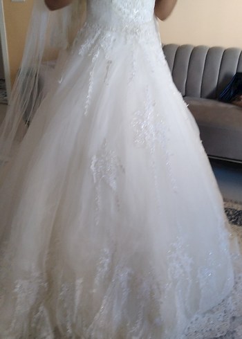 Straplez Beyaz Prenses Gelinlik - Görsel 3