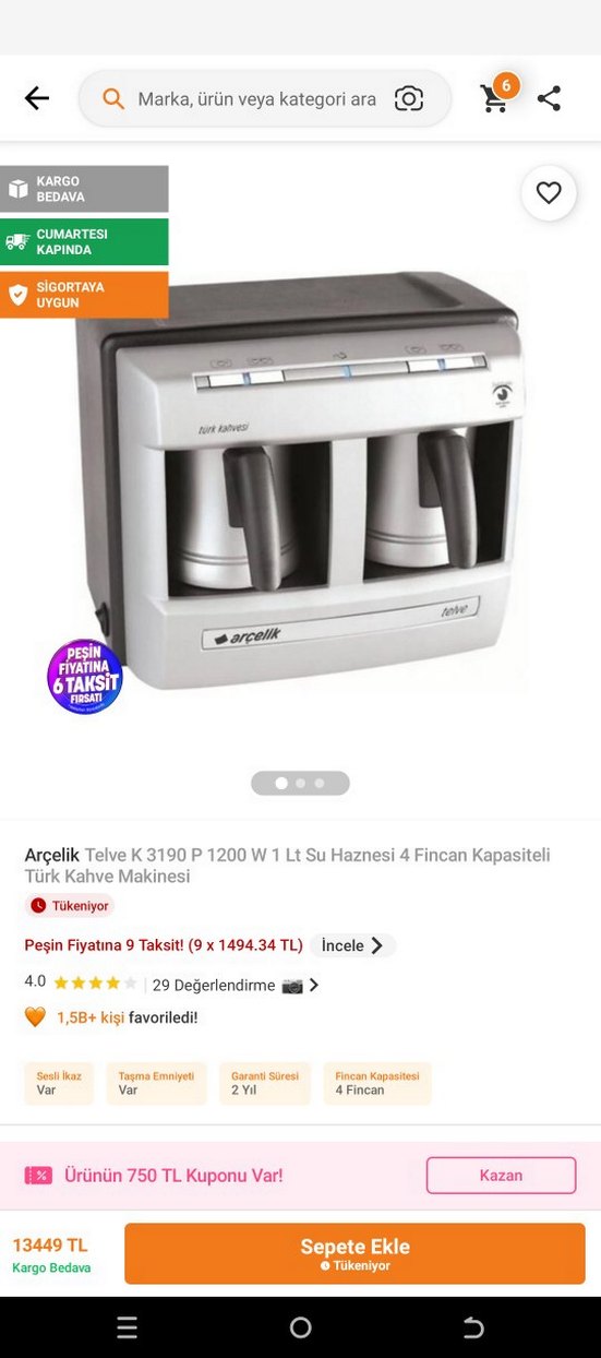 Arçelik Gri Çift Demlikli Türk Kahvesi Makinesi - Görsel 4