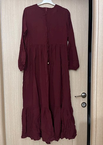 Diğer Bordo Uzun Kollu Pamuklu Elbise