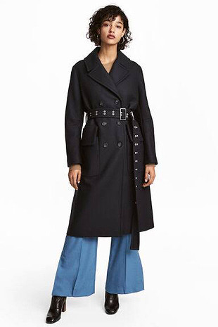 38 Beden lacivert Renk H&M premium yün koyu lacivert kaban