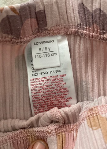LC Waikiki Dantel Detaylı Pembe Çiçekli Kız Tayt
