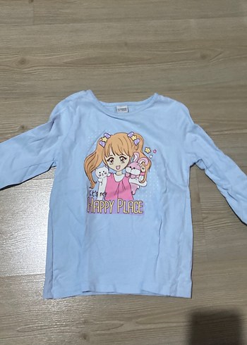 Mavi Kız Çocuk Uzun Kollu Baskılı Tişört - Görsel 4